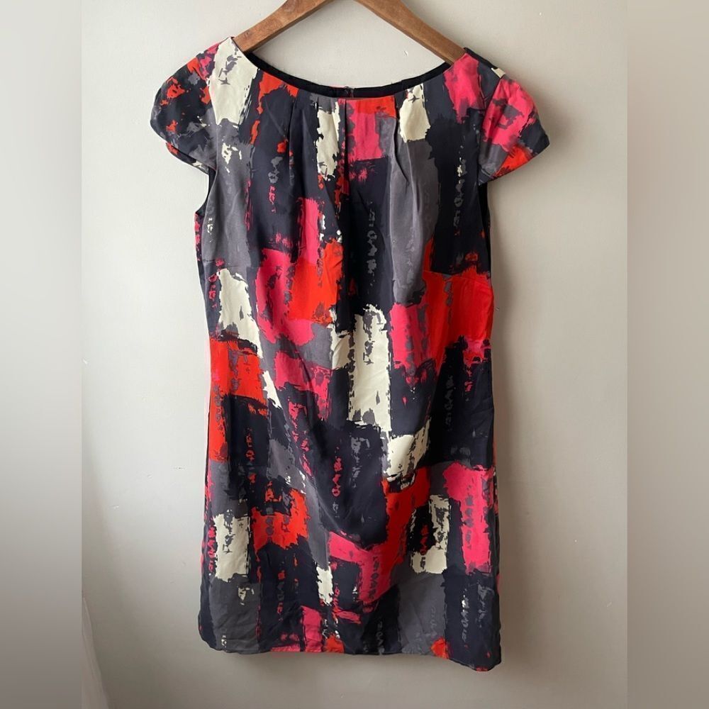 Monsoon 100% silk water colour shift dress with cap sleeves
